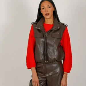 Gilet over in ecopelle stropicciata - Paladina