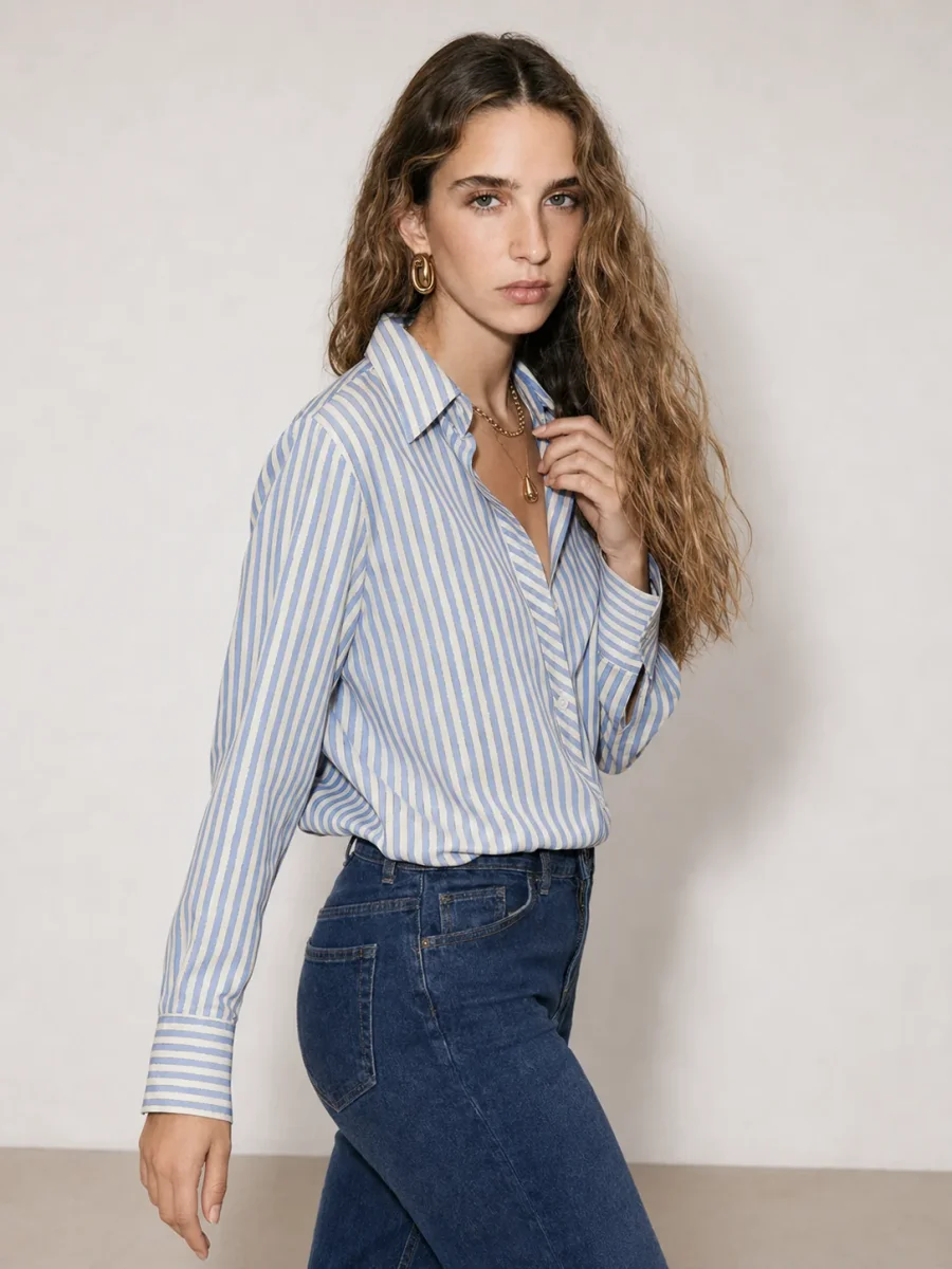 Camicia con filo in lurex oro - immagine 3