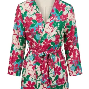 Blazer stampato con fusciacca bicolor
