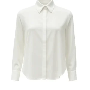 Camicia in georgette con colletto a maniche lunghe e abbottonatura nascosta