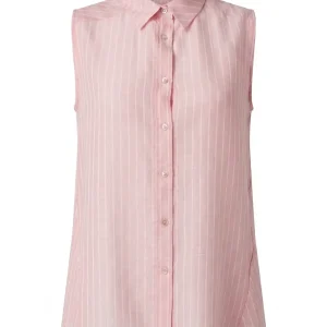 Camicia in mussola rigata a giromanica con godet laterali