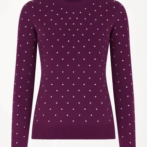 Maglia girocollo con dettagli strass