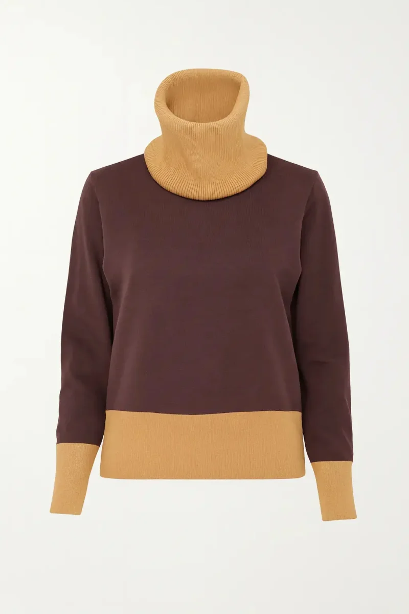 Maglia girocollo con profili a contrasto e collo staccabile - immagine 2