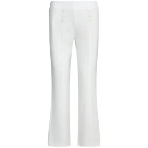 Pantalone a sigaretta in cady elasticizzato con bottoni in tinta